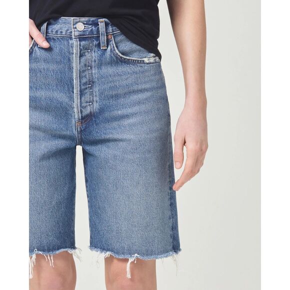 NWT AGOLDE Women's 90's Mid Rise Loose Denim Shorts in Precision Wash Size 23 - Picture 6 of 16